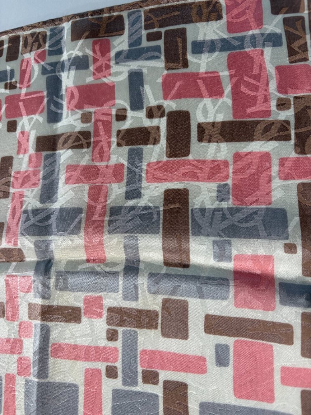 Vintage Yves Saint Laurent YSL Cotton Scarf Geometric 22" - Picture 5 of 13